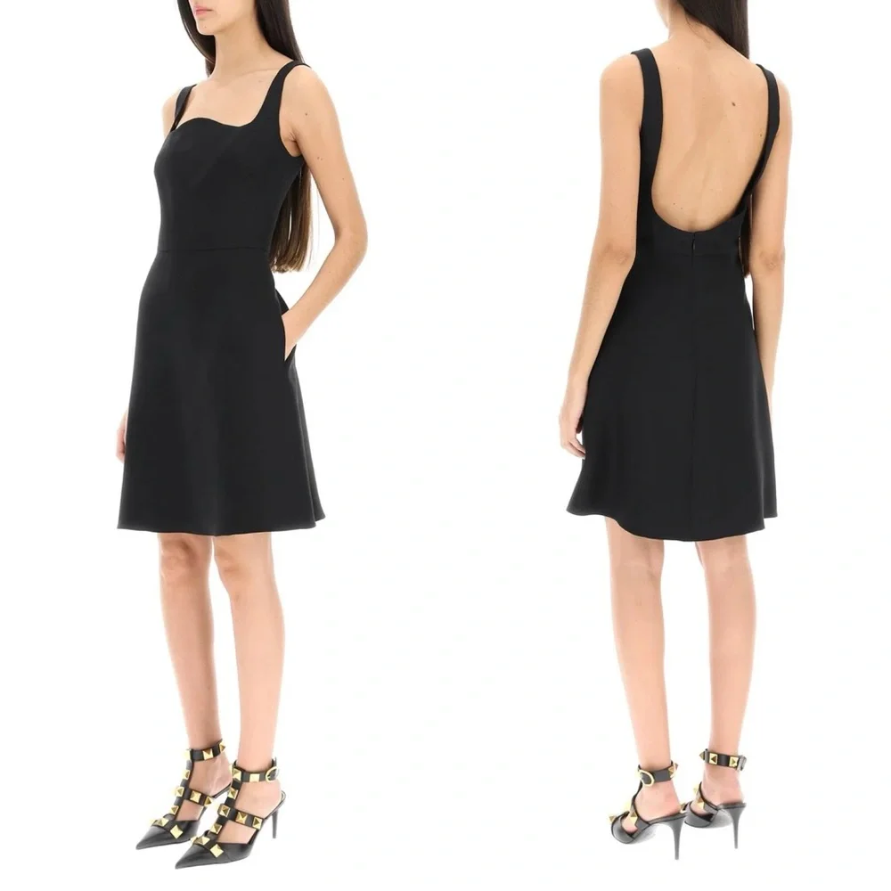 🖤SOLD🖤 Valentino Garavani Crepe Couture Fit & Flare Dress NERO, Size 6 US - Picture 3 of 16